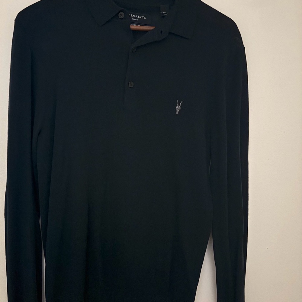 All Saints Men's Dark Polo Shirt